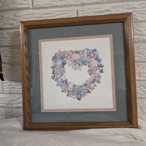 Vintage 1980s heart framed picture